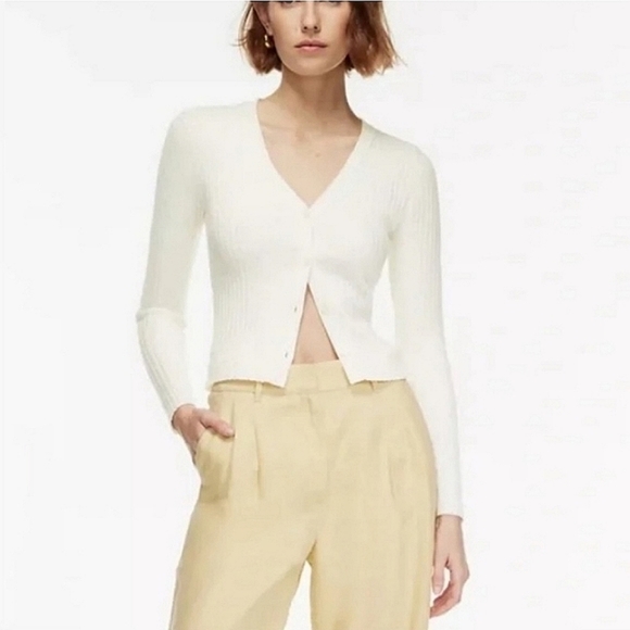 Aritzia Wilfred Manila Ribbed V Neck Merino Wool Cardigan S - Picture 1 of 9